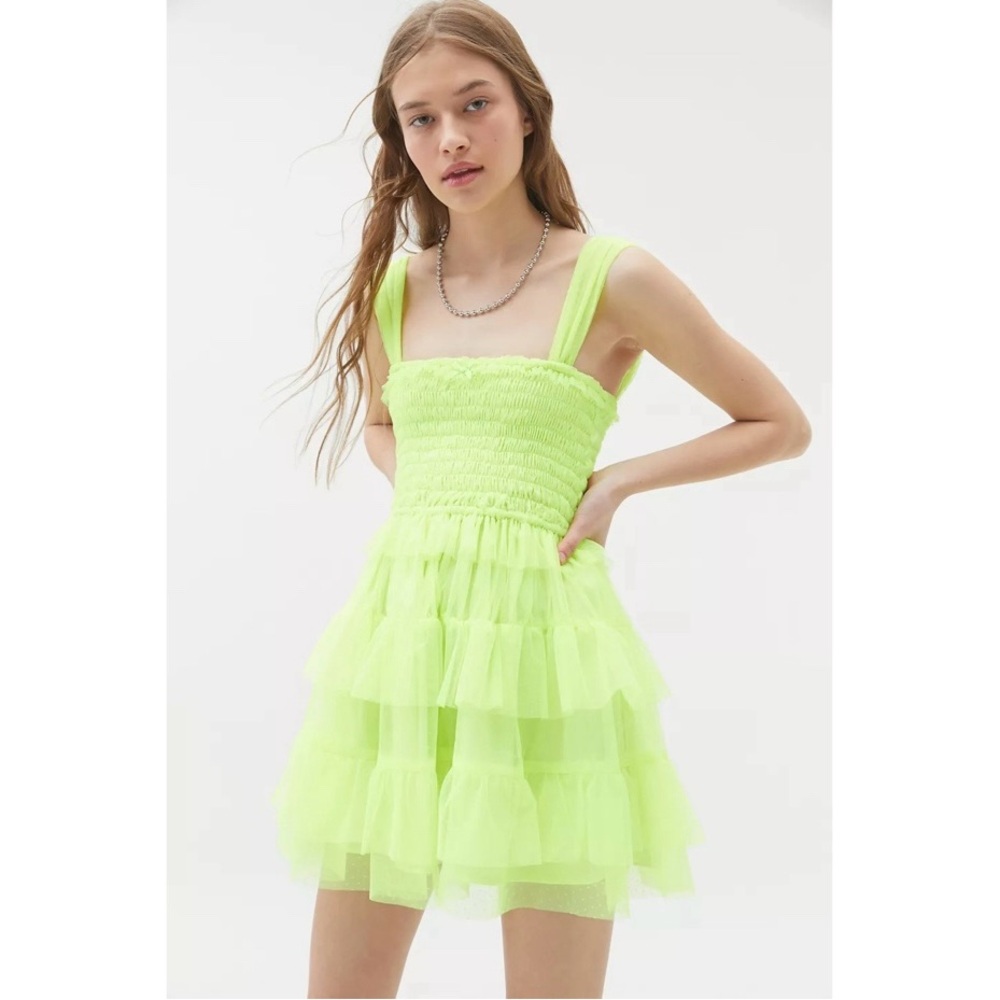 For Love & Lemons Crazy For You Mini Dress Lime